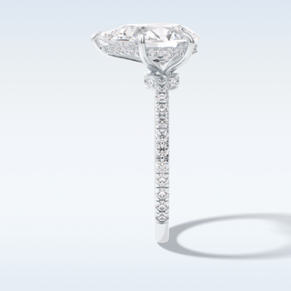 Elegant 3.05 CT Pave & Hidden Halo Engagement Ring Featuring Pear Moissanite