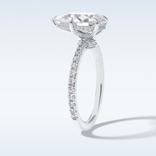Elegant 3.05 CT Pave & Hidden Halo Engagement Ring Featuring Pear Moissanite