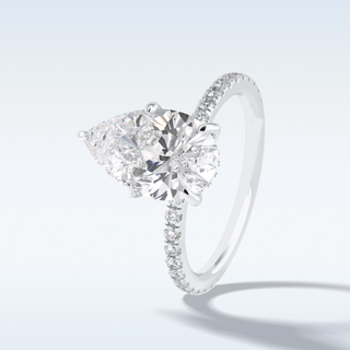Elegant 3.05 CT Pave & Hidden Halo Engagement Ring Featuring Pear Moissanite
