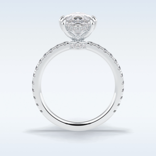Elegant 3.05 CT Pave & Hidden Halo Engagement Ring Featuring Pear Moissanite
