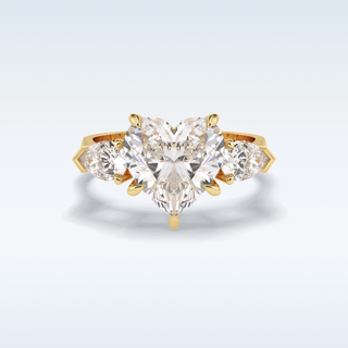 Elegant 3.05 CT Three Stones Engagement Ring Featuring Heart Moissanite
