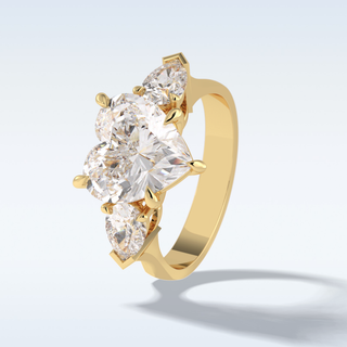 Elegant 3.05 CT Three Stones Engagement Ring Featuring Heart Moissanite