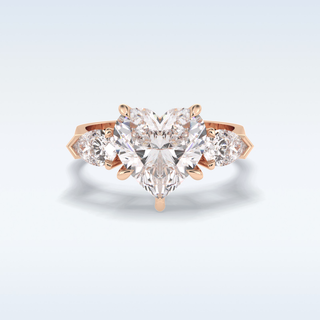 Elegant 3.05 CT Three Stones Engagement Ring Featuring Heart Moissanite