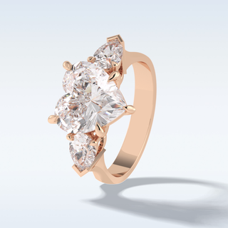 Elegant 3.05 CT Three Stones Engagement Ring Featuring Heart Moissanite