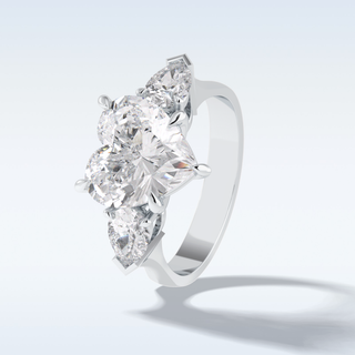 Elegant 3.05 CT Three Stones Engagement Ring Featuring Heart Moissanite