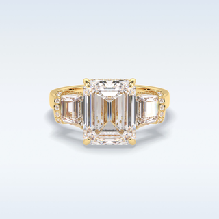 Elegant 4.0 CT Three Stones Engagement Ring Featuring Emerald Moissanite