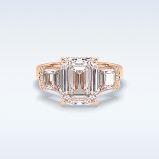 Elegant 4.0 CT Three Stones Engagement Ring Featuring Emerald Moissanite