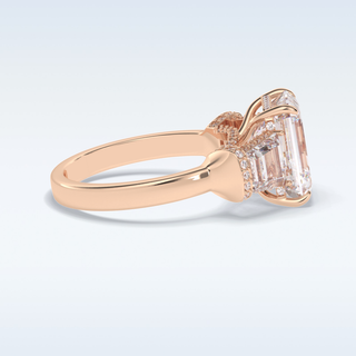 Elegant 4.0 CT Three Stones Engagement Ring Featuring Emerald Moissanite