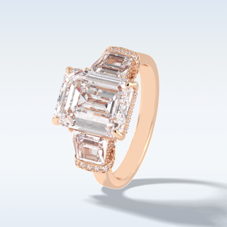 Elegant 4.0 CT Three Stones Engagement Ring Featuring Emerald Moissanite