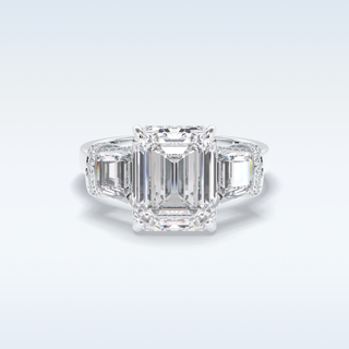 Elegant 4.0 CT Three Stones Engagement Ring Featuring Emerald Moissanite