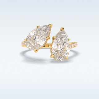 Elegant 4.0 CT Two Stones & Pave Engagement Ring Featuring Pear Moissanite