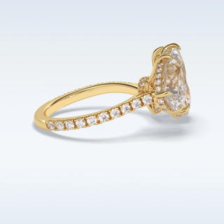Elegant 4.0 CT Two Stones & Pave Engagement Ring Featuring Pear Moissanite