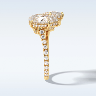 Elegant 4.0 CT Two Stones & Pave Engagement Ring Featuring Pear Moissanite
