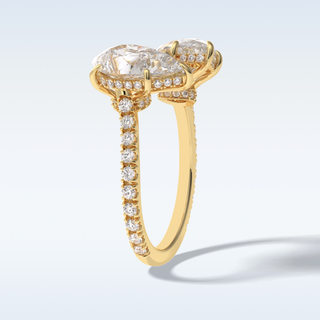 Elegant 4.0 CT Two Stones & Pave Engagement Ring Featuring Pear Moissanite