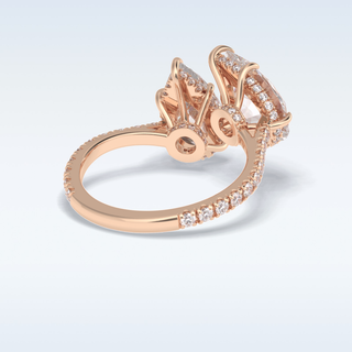 Elegant 4.0 CT Two Stones & Pave Engagement Ring Featuring Pear Moissanite