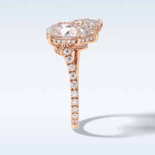Elegant 4.0 CT Two Stones & Pave Engagement Ring Featuring Pear Moissanite