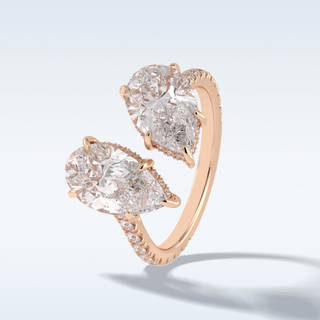 Elegant 4.0 CT Two Stones & Pave Engagement Ring Featuring Pear Moissanite