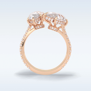 Elegant 4.0 CT Two Stones & Pave Engagement Ring Featuring Pear Moissanite