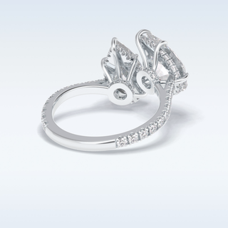 Elegant 4.0 CT Two Stones & Pave Engagement Ring Featuring Pear Moissanite