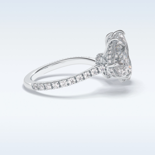 Elegant 4.0 CT Two Stones & Pave Engagement Ring Featuring Pear Moissanite