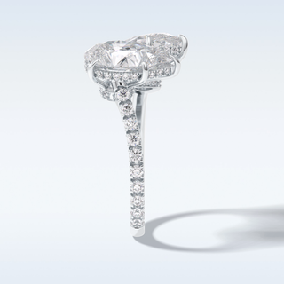 Elegant 4.0 CT Two Stones & Pave Engagement Ring Featuring Pear Moissanite
