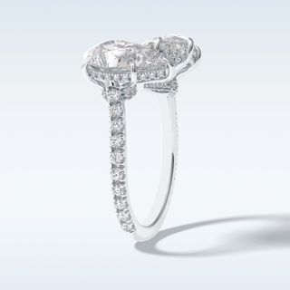 Elegant 4.0 CT Two Stones & Pave Engagement Ring Featuring Pear Moissanite