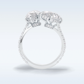 Elegant 4.0 CT Two Stones & Pave Engagement Ring Featuring Pear Moissanite