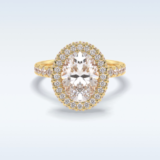 Elegant 0.54 CT Halo & Pave Engagement Ring Featuring Oval Moissanite