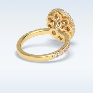 Elegant 0.54 CT Halo & Pave Engagement Ring Featuring Oval Moissanite