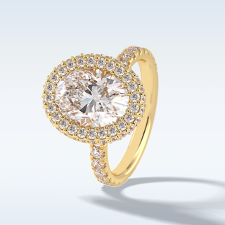 Elegant 0.54 CT Halo & Pave Engagement Ring Featuring Oval Moissanite