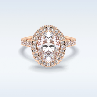 Elegant 0.54 CT Halo & Pave Engagement Ring Featuring Oval Moissanite