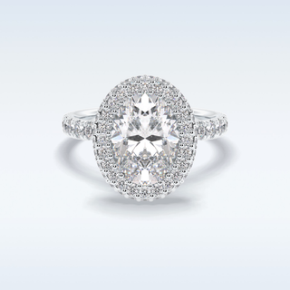 Elegant 0.54 CT Halo & Pave Engagement Ring Featuring Oval Moissanite