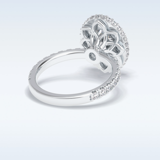 Elegant 0.54 CT Halo & Pave Engagement Ring Featuring Oval Moissanite