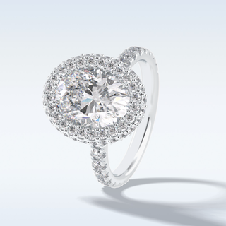 Elegant 0.54 CT Halo & Pave Engagement Ring Featuring Oval Moissanite