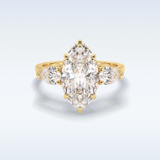 Elegant 3.0 CT Three Stones Engagement Ring Featuring Marquise Moissanite