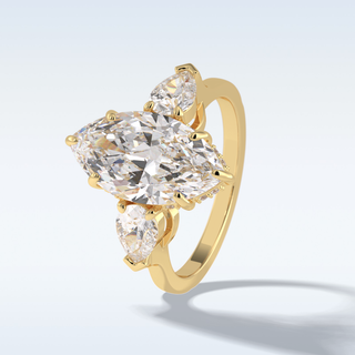 Elegant 3.0 CT Three Stones Engagement Ring Featuring Marquise Moissanite