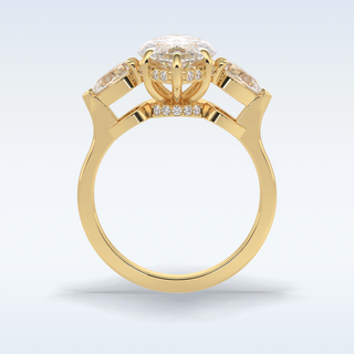 Elegant 3.0 CT Three Stones Engagement Ring Featuring Marquise Moissanite