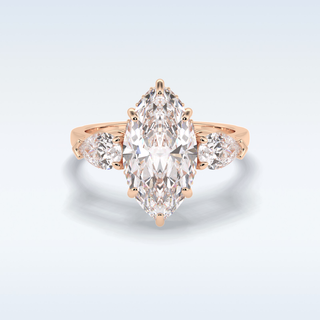 Elegant 3.0 CT Three Stones Engagement Ring Featuring Marquise Moissanite