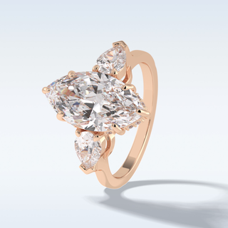 Elegant 3.0 CT Three Stones Engagement Ring Featuring Marquise Moissanite