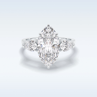 Elegant 3.0 CT Three Stones Engagement Ring Featuring Marquise Moissanite