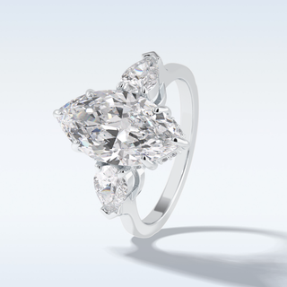 Elegant 3.0 CT Three Stones Engagement Ring Featuring Marquise Moissanite
