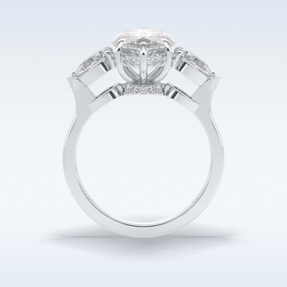 Elegant 3.0 CT Three Stones Engagement Ring Featuring Marquise Moissanite