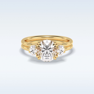 Elegant 3.0 CT Three Stones Engagement Ring Featuring Round Moissanite
