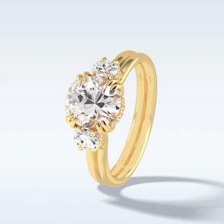 Elegant 3.0 CT Three Stones Engagement Ring Featuring Round Moissanite