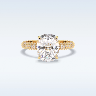 Elegant 3.99 CT Pave & Hidden Halo Engagement Ring Featuring Cushion Moissanite