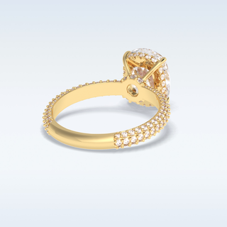Elegant 3.99 CT Pave & Hidden Halo Engagement Ring Featuring Cushion Moissanite