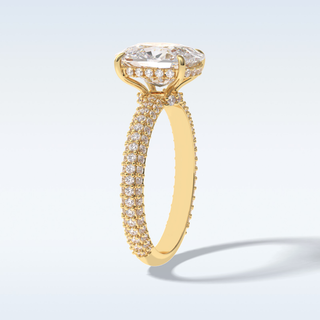 Elegant 3.99 CT Pave & Hidden Halo Engagement Ring Featuring Cushion Moissanite