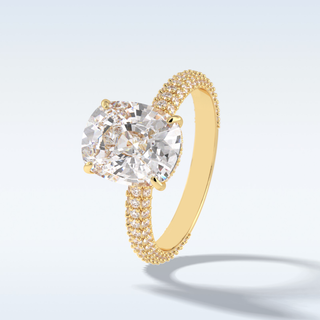 Elegant 3.99 CT Pave & Hidden Halo Engagement Ring Featuring Cushion Moissanite
