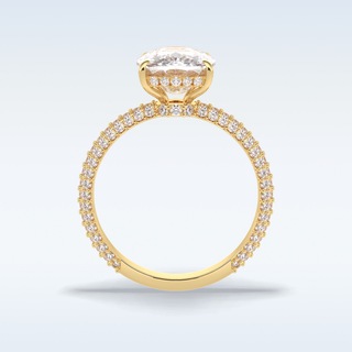 Elegant 3.99 CT Pave & Hidden Halo Engagement Ring Featuring Cushion Moissanite
