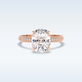 Elegant 3.99 CT Pave & Hidden Halo Engagement Ring Featuring Cushion Moissanite